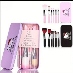 Hello Kitty makeup Organizer tin storage makeup application lavender brushes